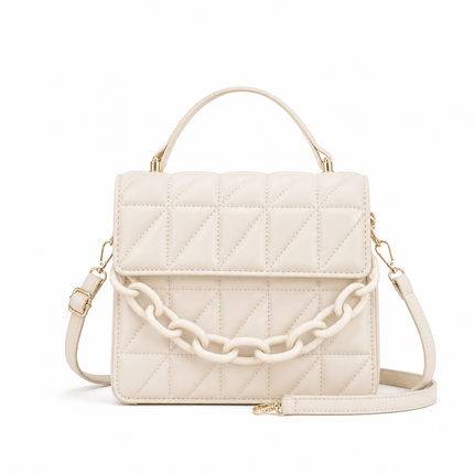 Small Square Chain Crossbody Bag - White approved catalog image | RAYZORA