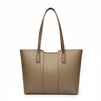 PU Leather Tote Bag - Khaki | RAYZORA