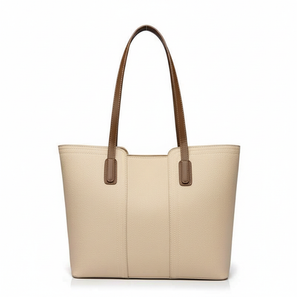 PU Leather Tote Bag - off white | RAYZORA
