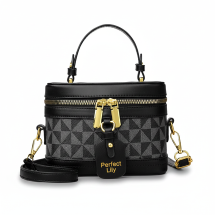 Retro Color Block Bucket Bag - Black | RAYZORA
