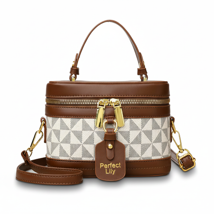 Retro Color Block Bucket Bag - White | RAYZORA