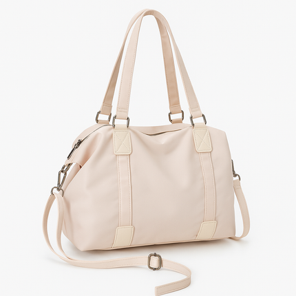 Casual Tote Bag With Adjustable Strap - White nylon cloth | RAYZORA