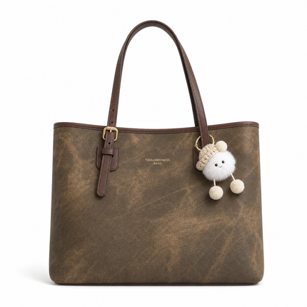 PendantEase | Commuter Shoulder Bag - Brown With Pendant | RAYZORA