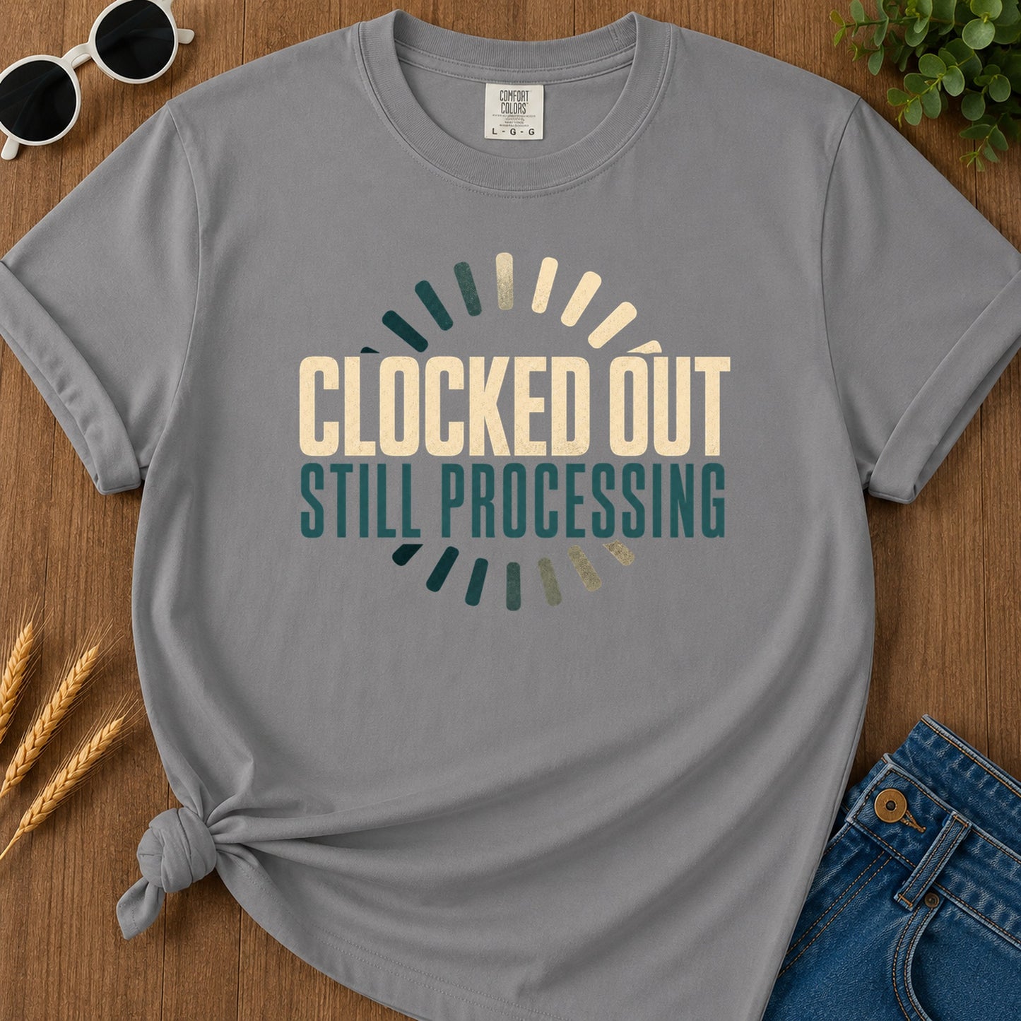 Clocked Processing 3 T-Shirt - Grey Mockup