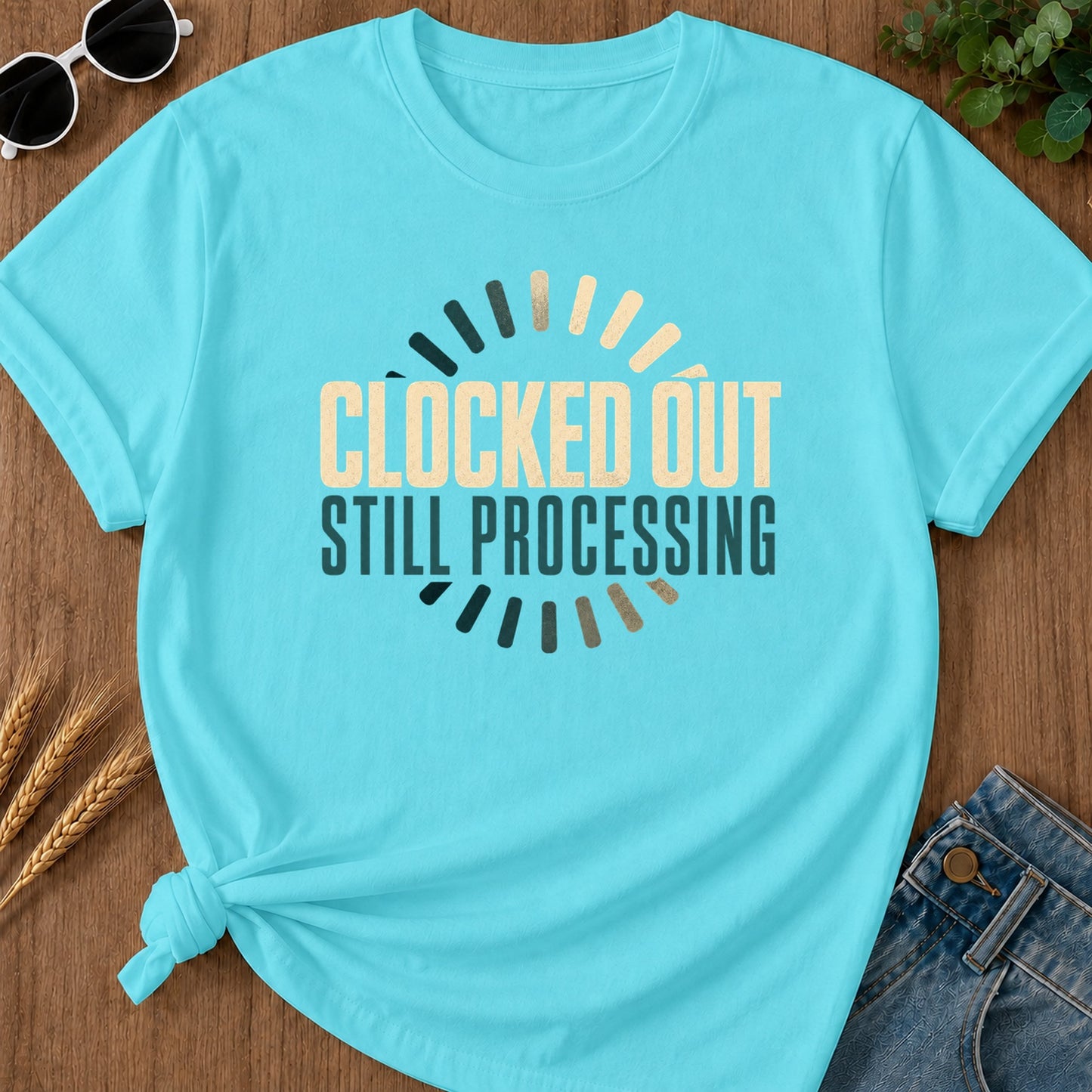 Clocked Processing 3 T-Shirt - Lagoon Blue Mockup