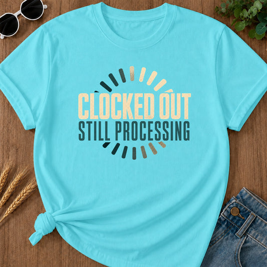 Clocked Processing 3 T-Shirt - Lagoon Blue Mockup