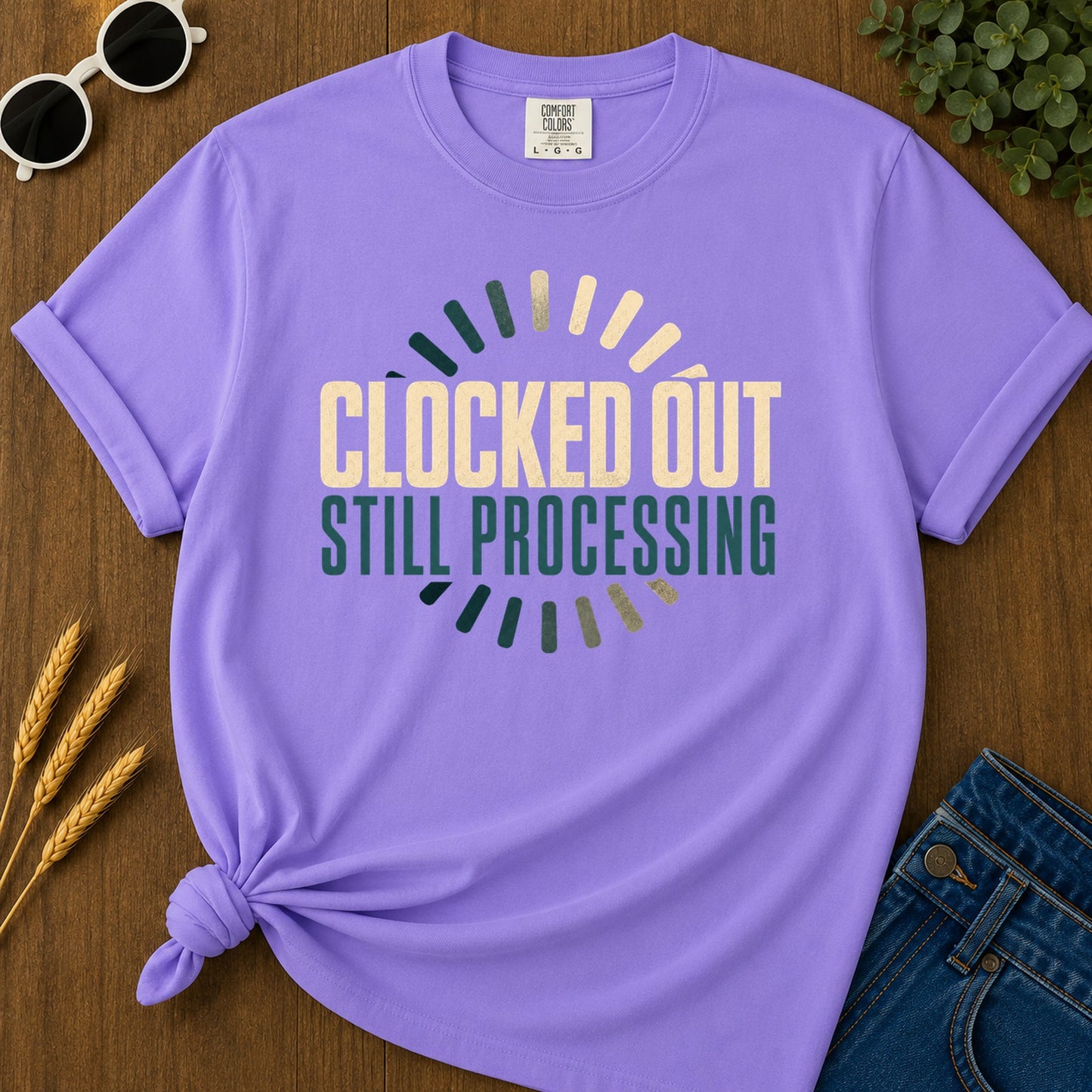 Clocked Processing 3 T-Shirt - Violet Mockup