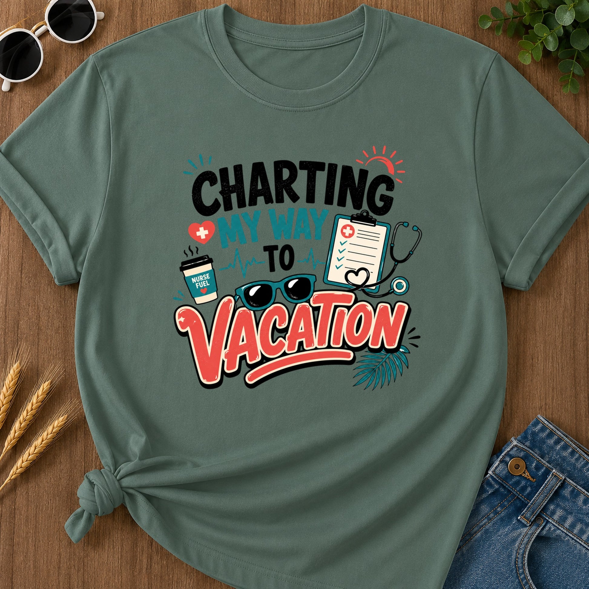 Charting My Way T-Shirt - Blue Spruce Mockup