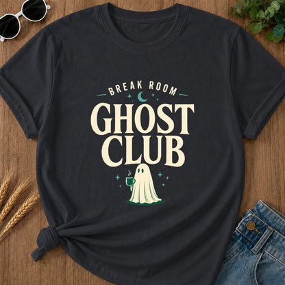 break-room-ghost-club-t-shirt-1 - 008-break-room-ghost-club - Graphite flat mockup 02 visual redo 2048 | RAYZORA