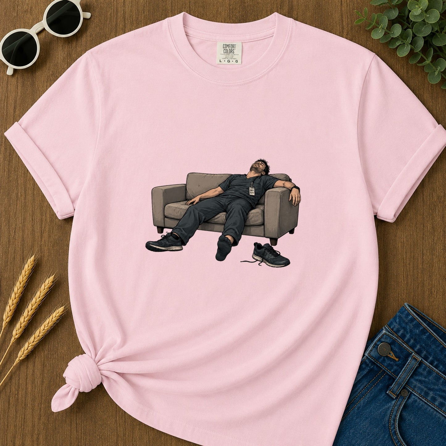 off-duty-couch-t-shirt - 154-off-duty-couch - Blossom flat mockup 02 visual redo 2048 | RAYZORA