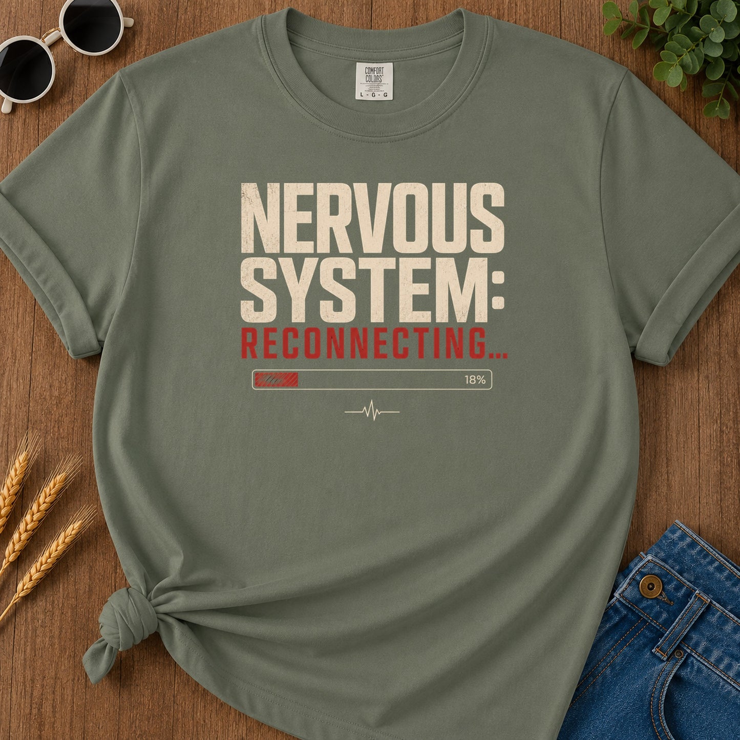 Nervous System Reconnecting 2 T-Shirt - Moss Mockup