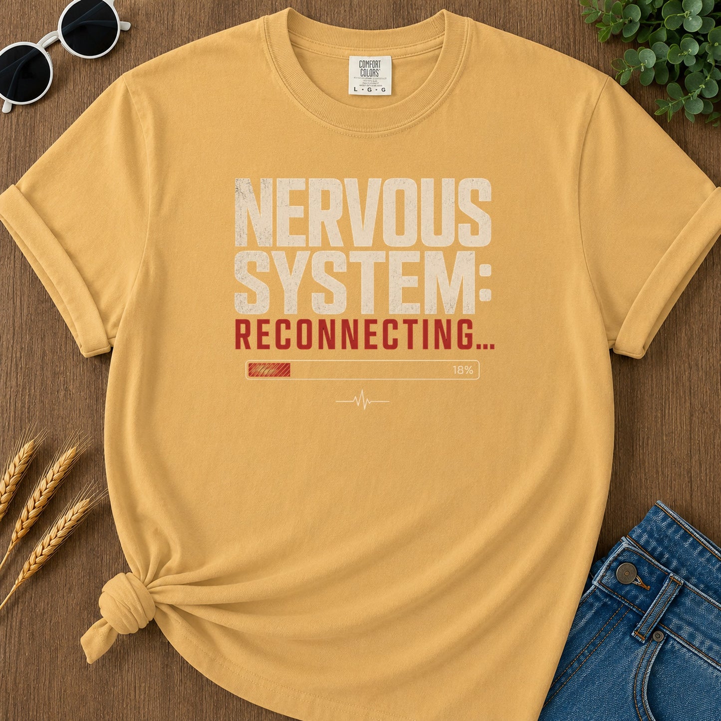 Nervous System Reconnecting 2 T-Shirt - Mustard Mockup