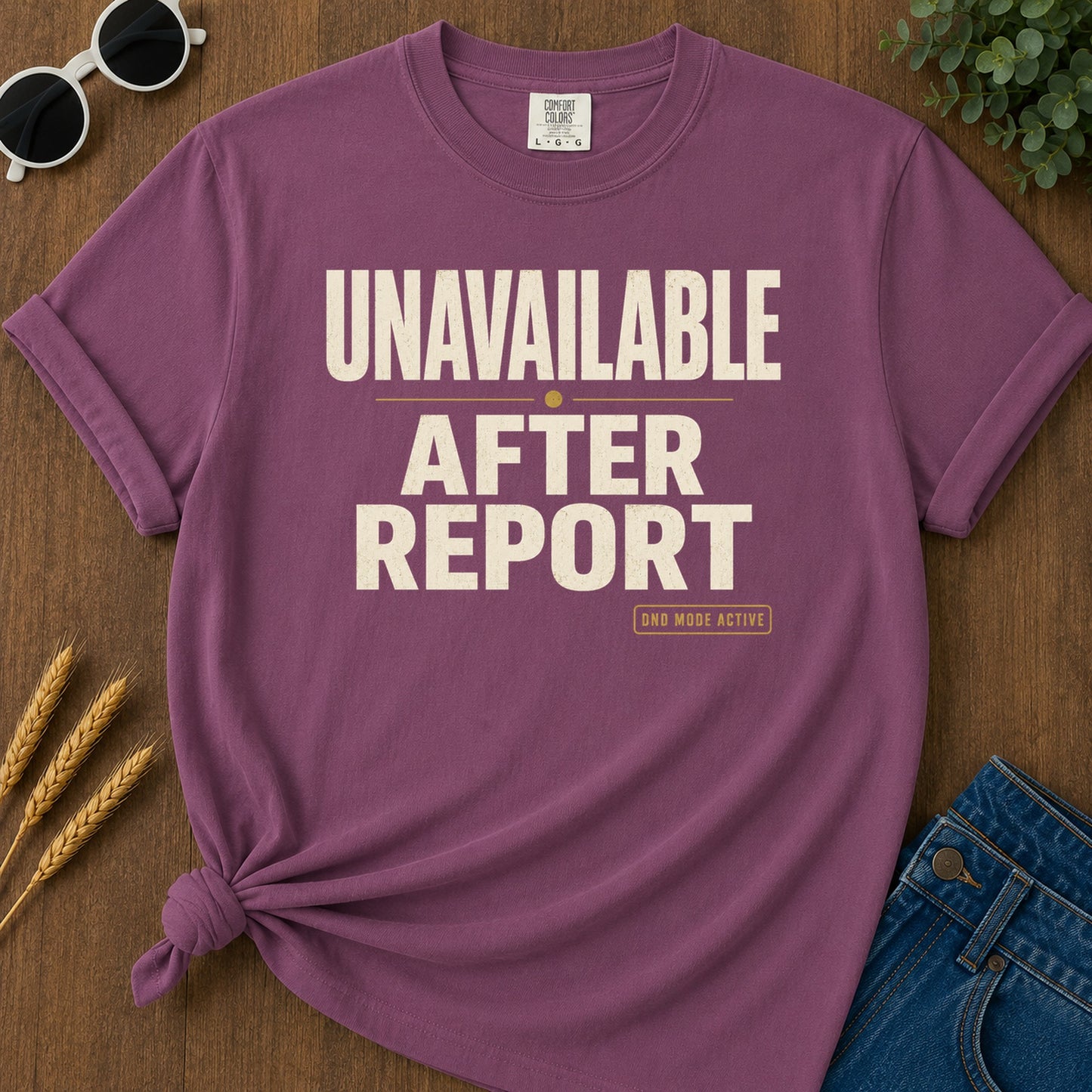Unavailable After Report T-Shirt - Berry Mockup