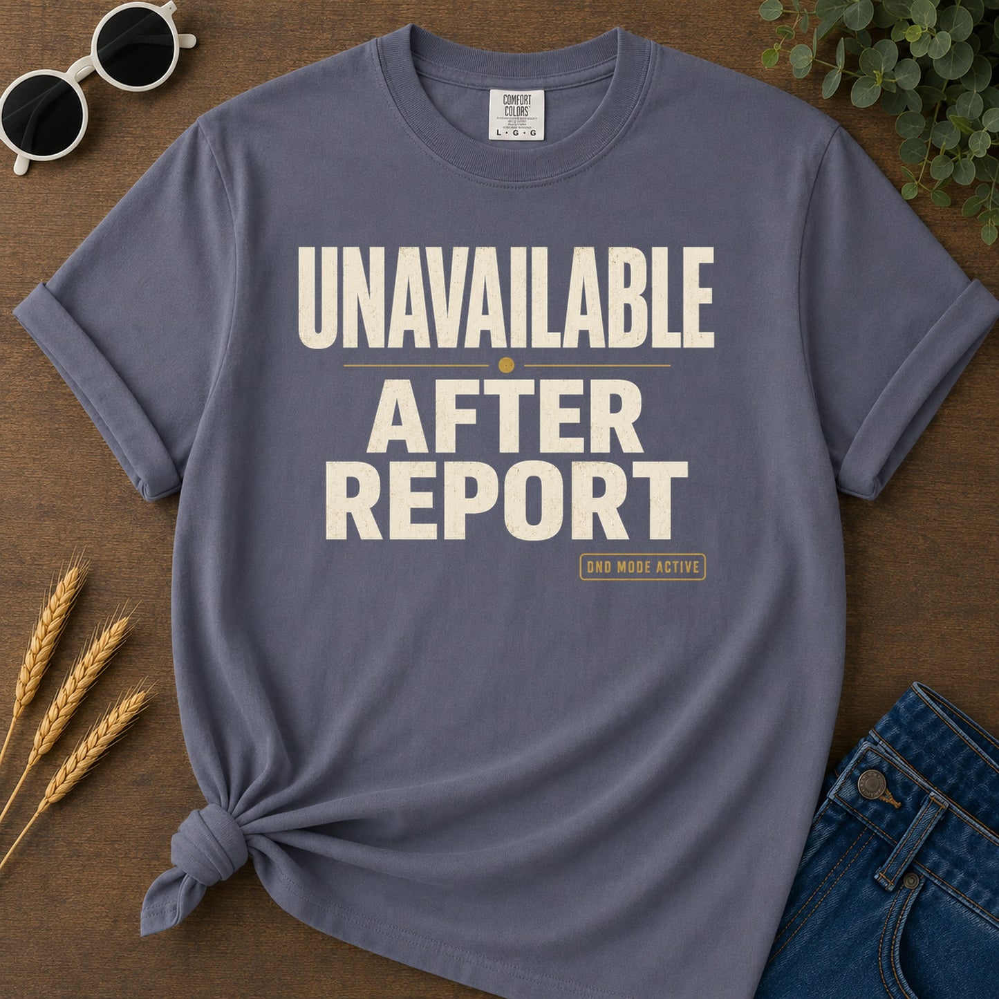 Unavailable After Report T-Shirt - Navy Mockup