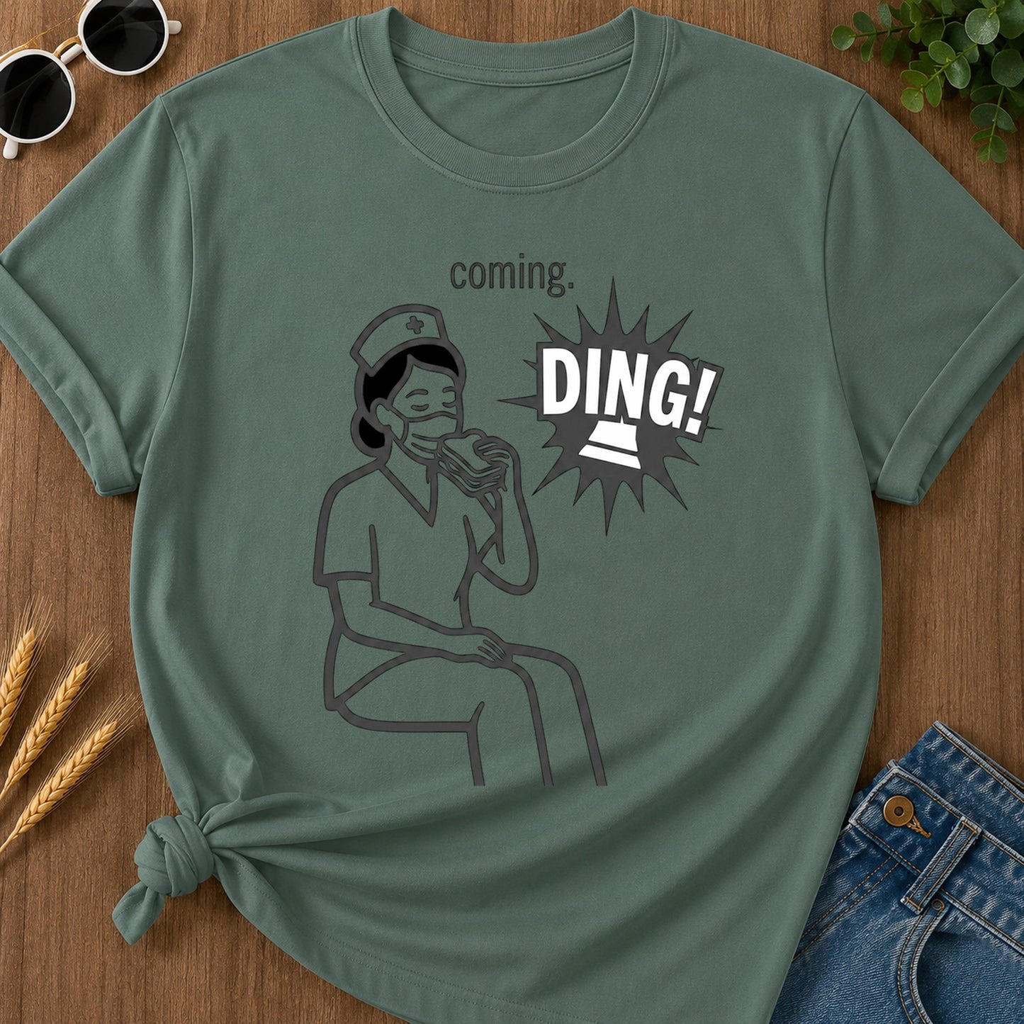 Coming T-Shirt - Blue Spruce Mockup