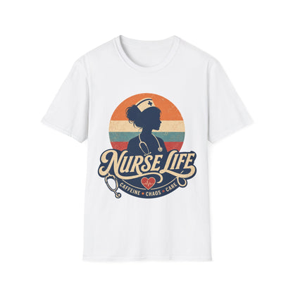 Nurse Life Caffeine Chaos Care T-shirt