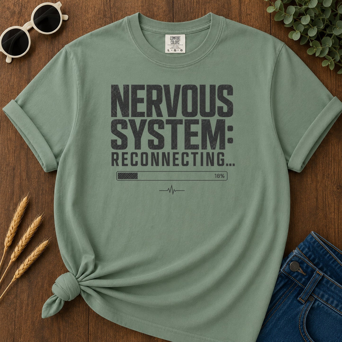 Nervous System Reconnecting 3 T-Shirt - Light Green Mockup