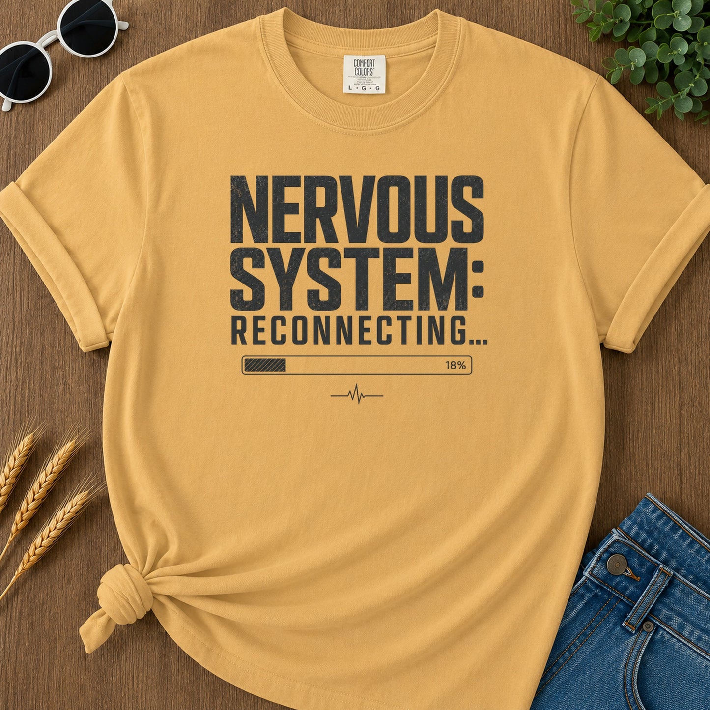 Nervous System Reconnecting 3 T-Shirt - Mustard Mockup