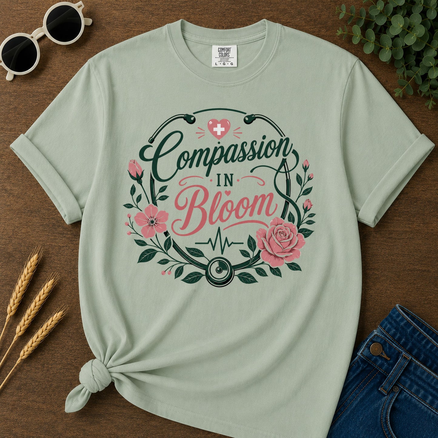 Compassion Bloom T-Shirt - Bay Mockup