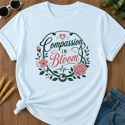 Compassion Bloom T-Shirt - Chambray Mockup