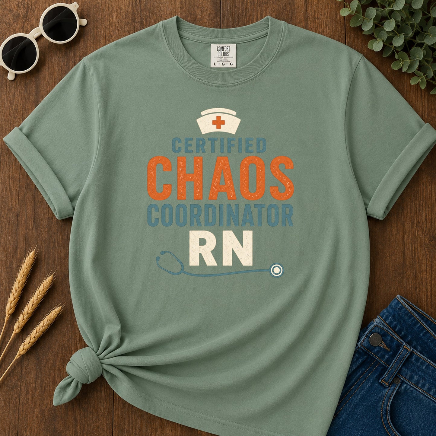 Chaos Coordinator T-Shirt - Light Green Mockup