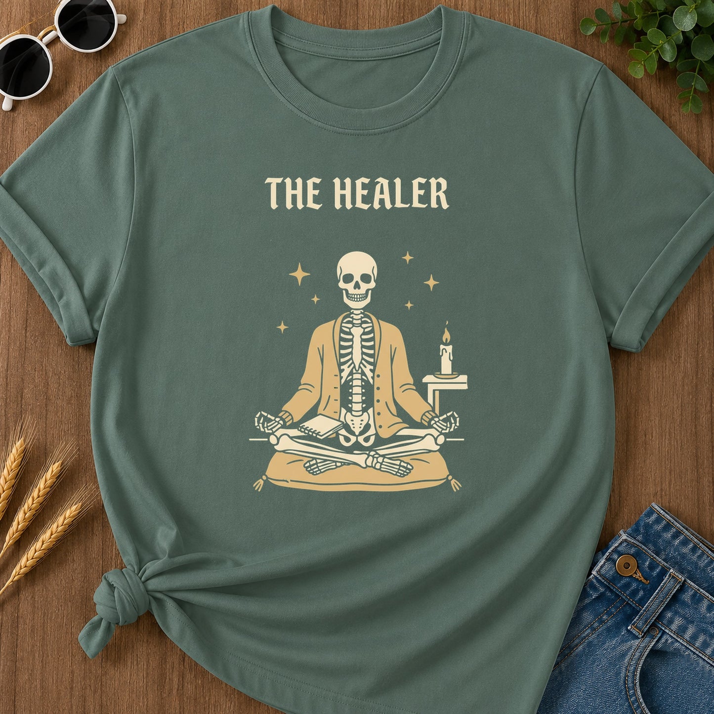 Healer Skeleton T-Shirt - Blue Spruce Mockup
