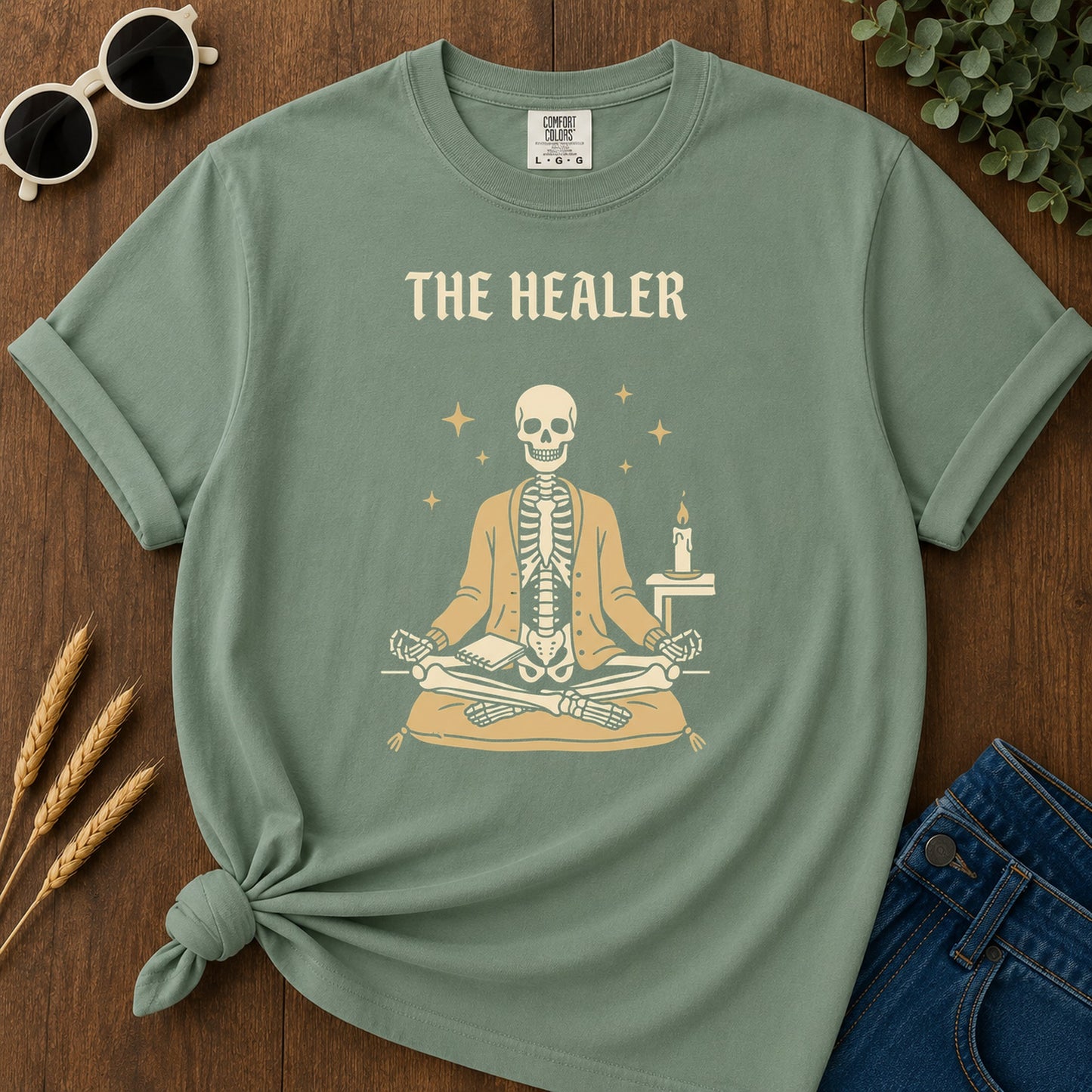 Healer Skeleton T-Shirt - Light Green Mockup