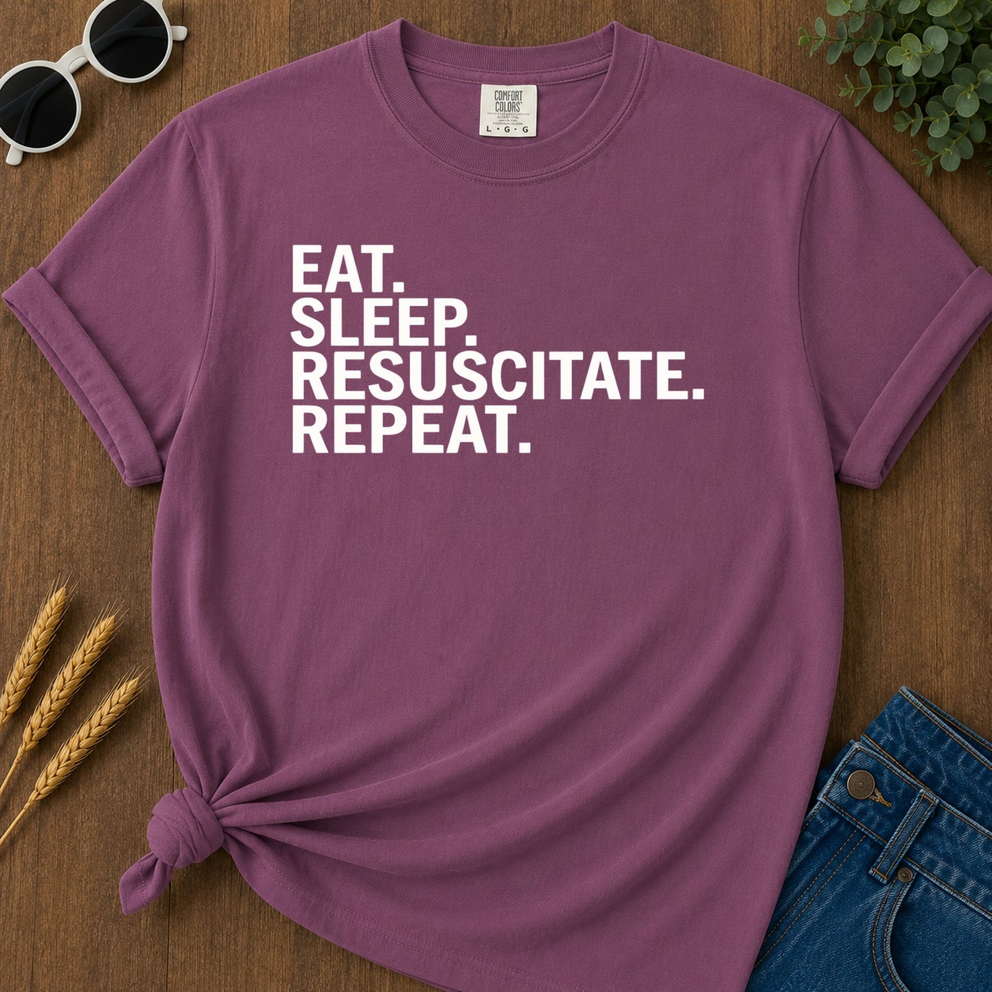 Eat Sleep Repeat T-Shirt - Berry Mockup