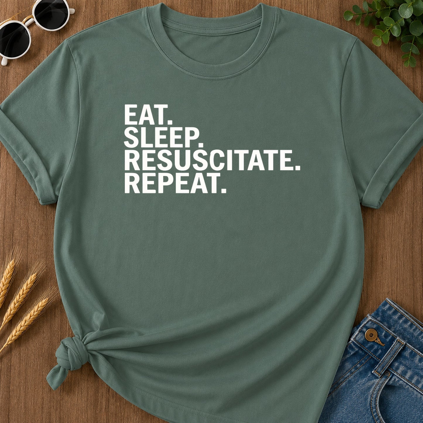 Eat Sleep Repeat T-Shirt - Blue Spruce Mockup