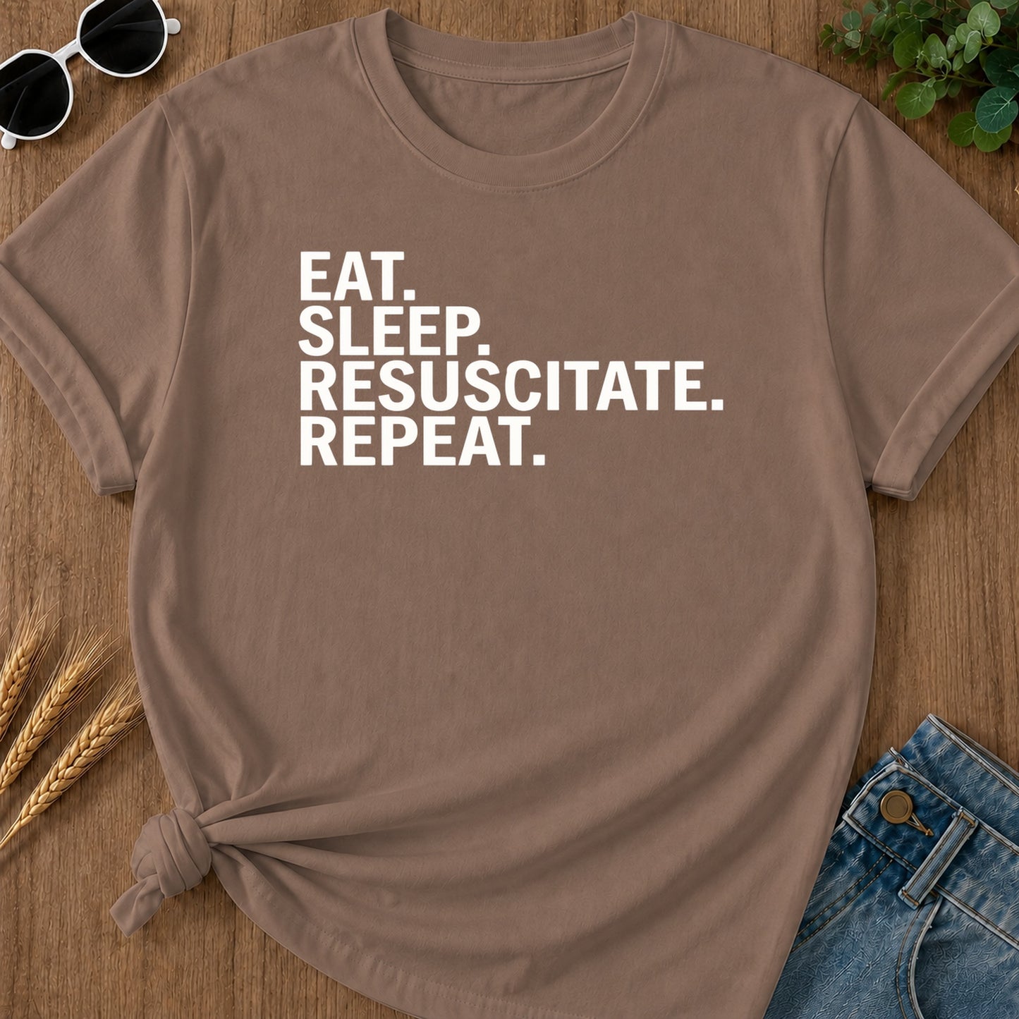Eat Sleep Repeat T-Shirt - Espresso Mockup