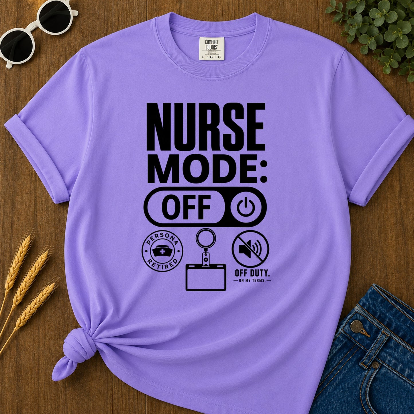 Nurse Mode Off T-Shirt - Violet Mockup