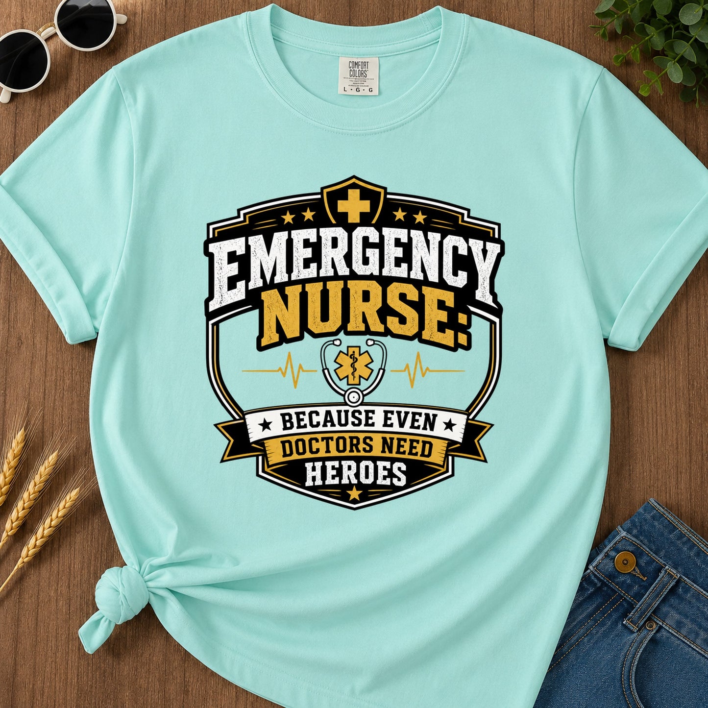 Emergency Nurse T-Shirt - Chalky Mint Mockup