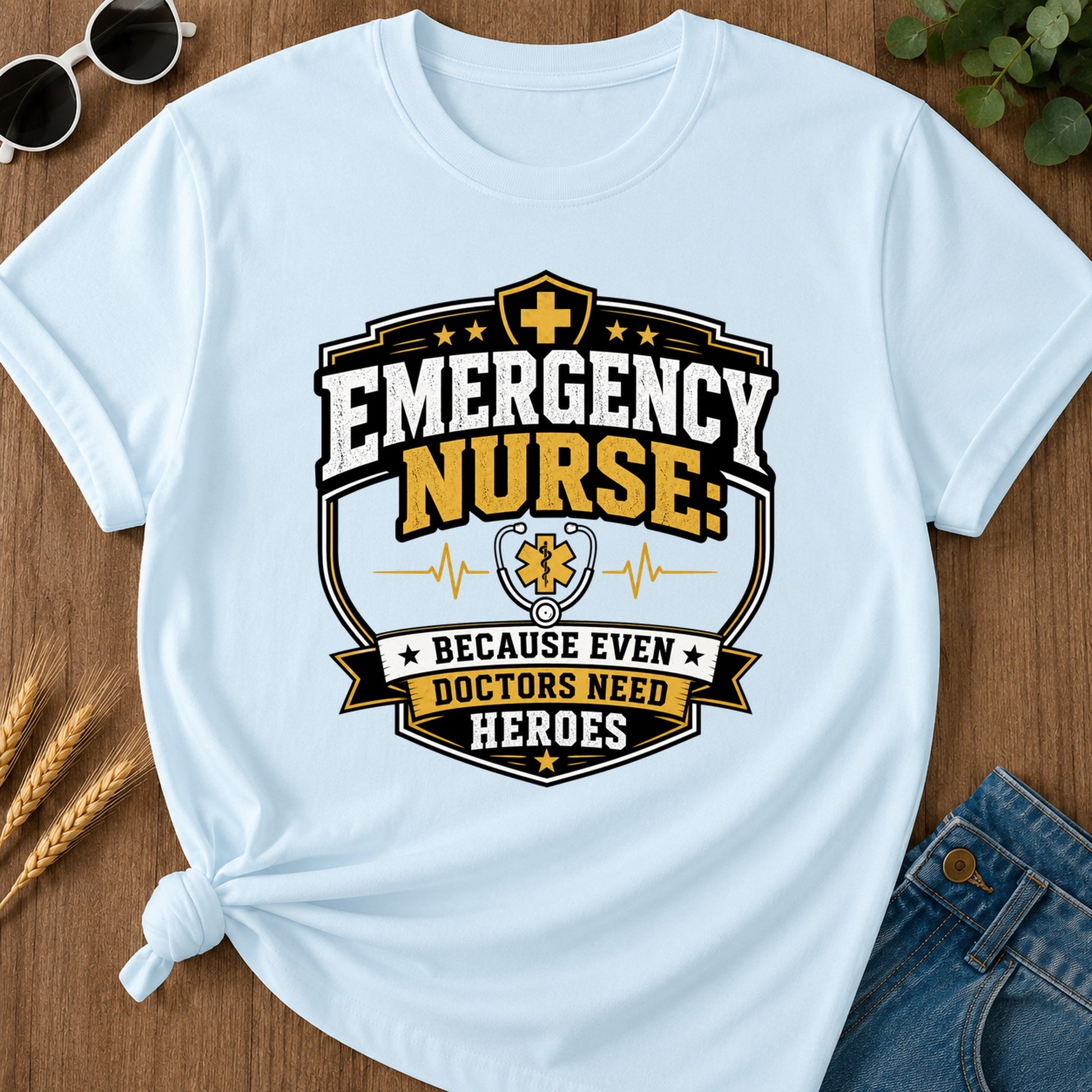 Emergency Nurse T-Shirt - Chambray Mockup