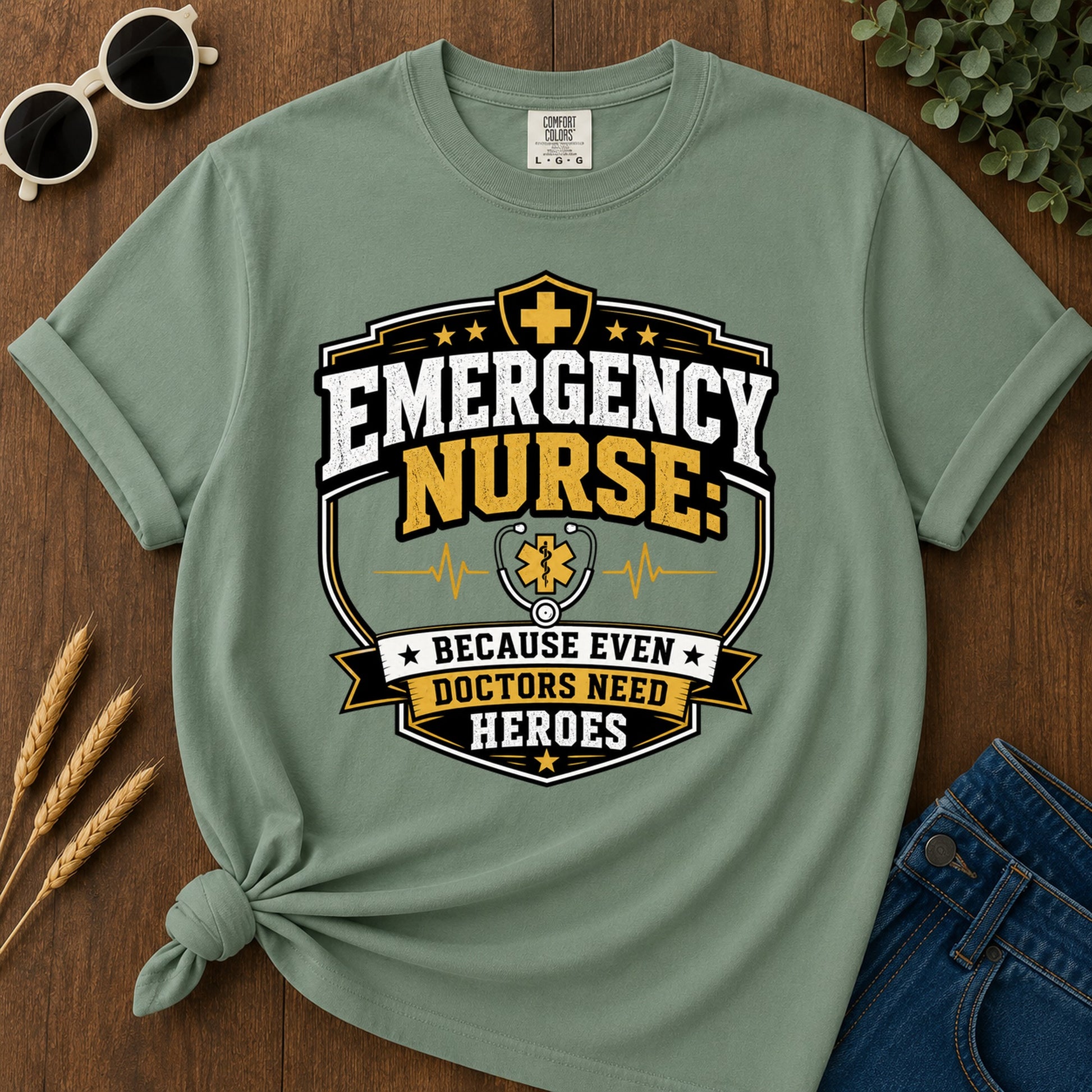 Emergency Nurse T-Shirt - Light Green Mockup