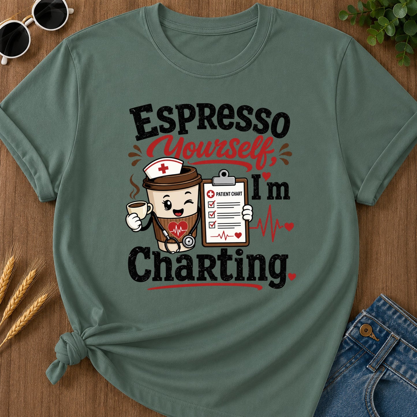 Espresso Yourself T-Shirt - Blue Spruce Mockup