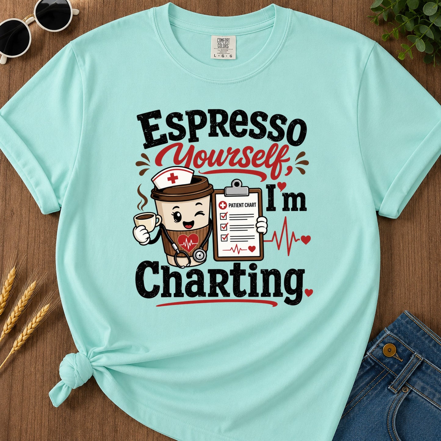 Espresso Yourself T-Shirt - Chalky Mint Mockup