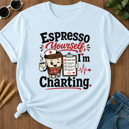 Espresso Yourself T-Shirt - Chambray Mockup