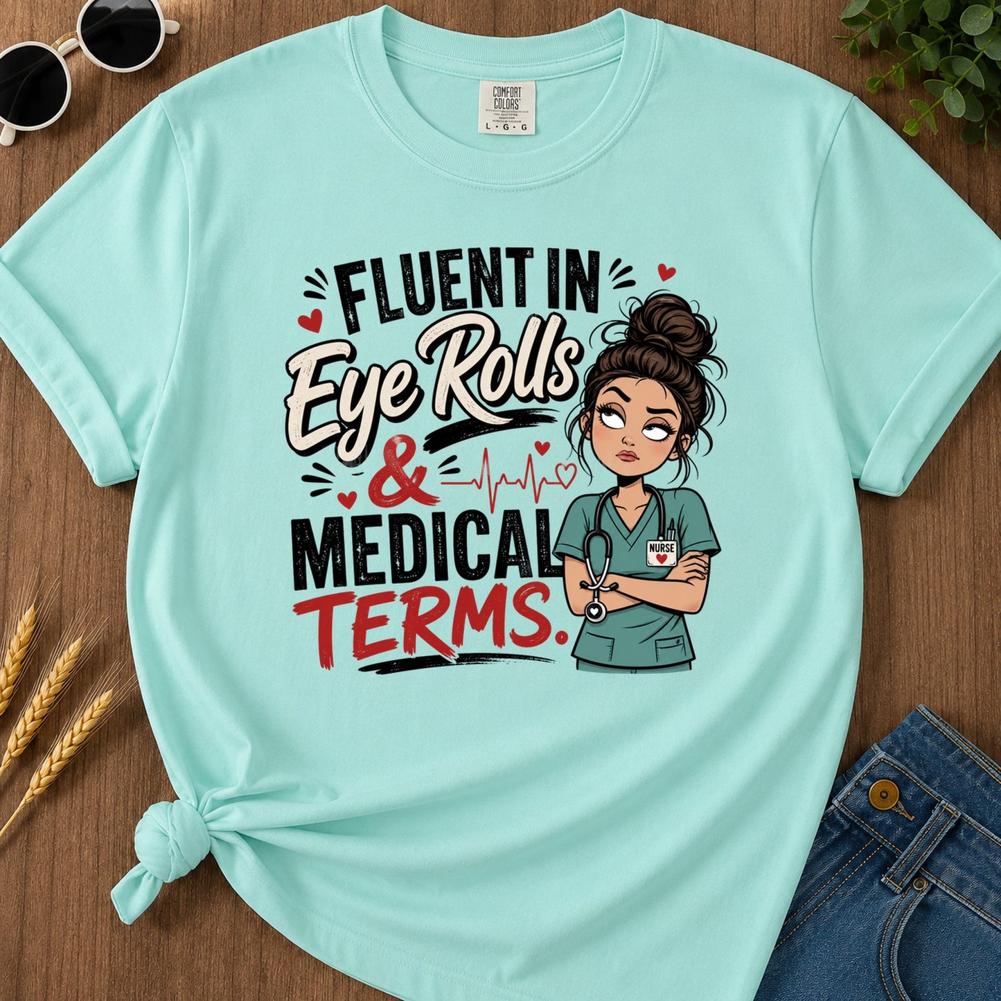 Fluent Eye Rolls T-Shirt - Chalky Mint Mockup