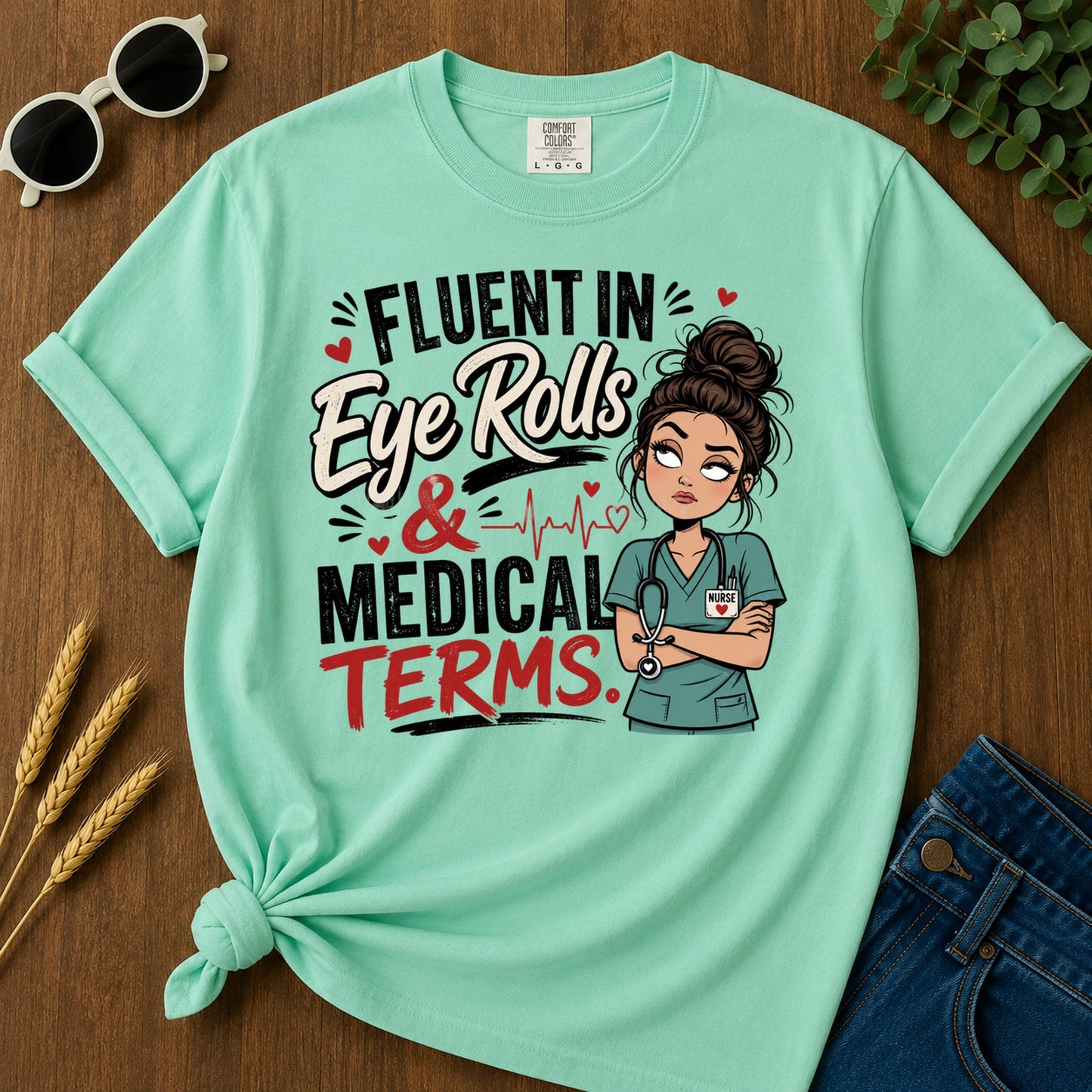 Fluent Eye Rolls T-Shirt - Island Reef Mockup