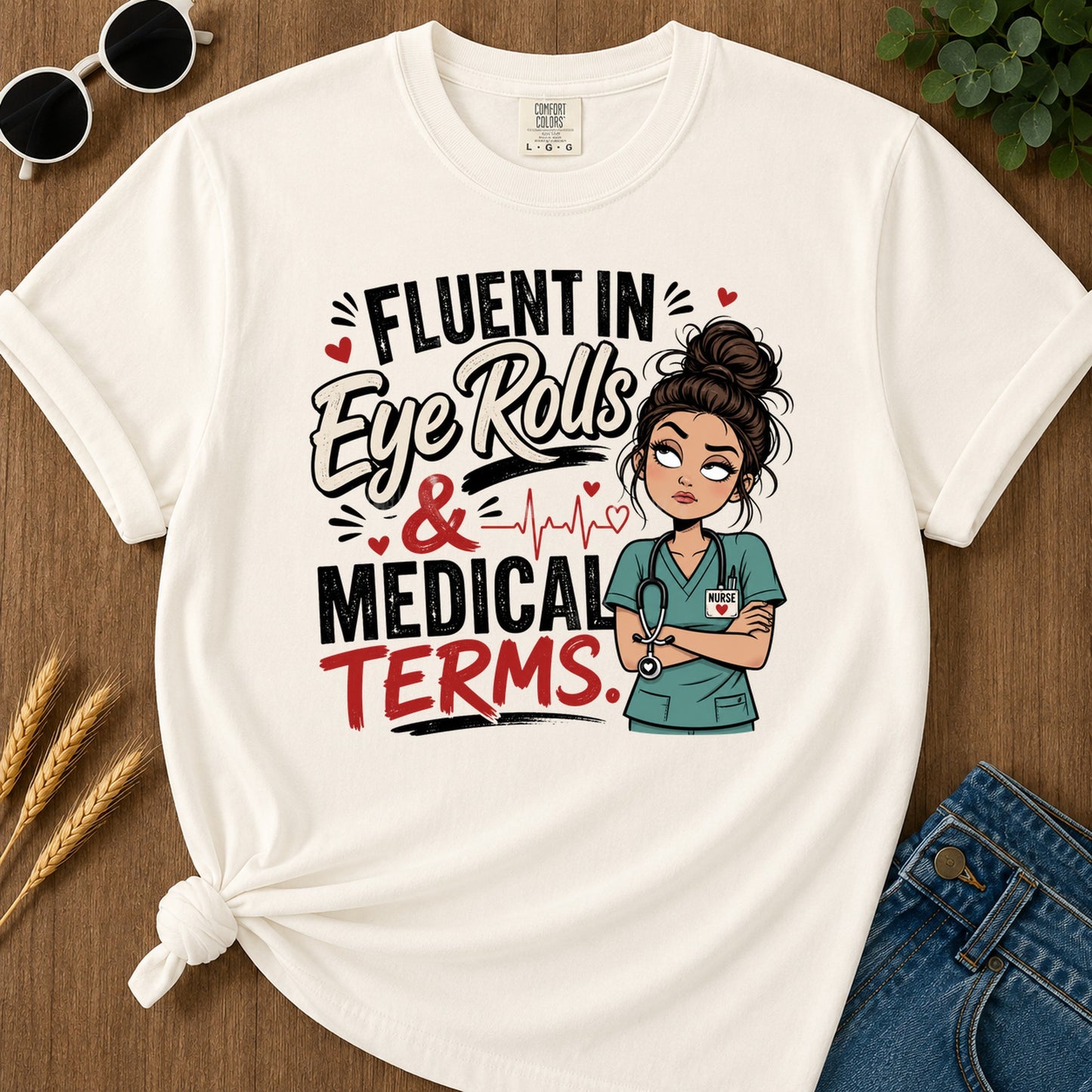 Fluent Eye Rolls T-Shirt - Ivory Mockup