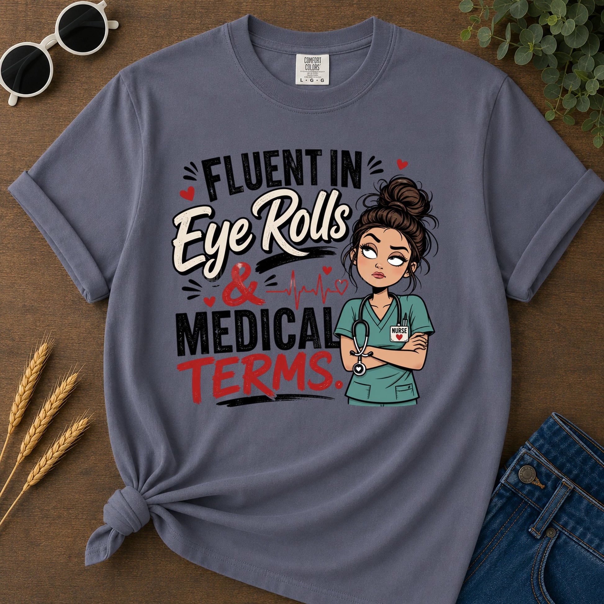 Fluent Eye Rolls T-Shirt - Navy Mockup