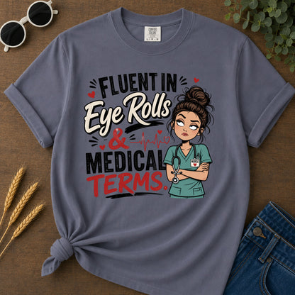 Fluent Eye Rolls T-Shirt - Navy Mockup