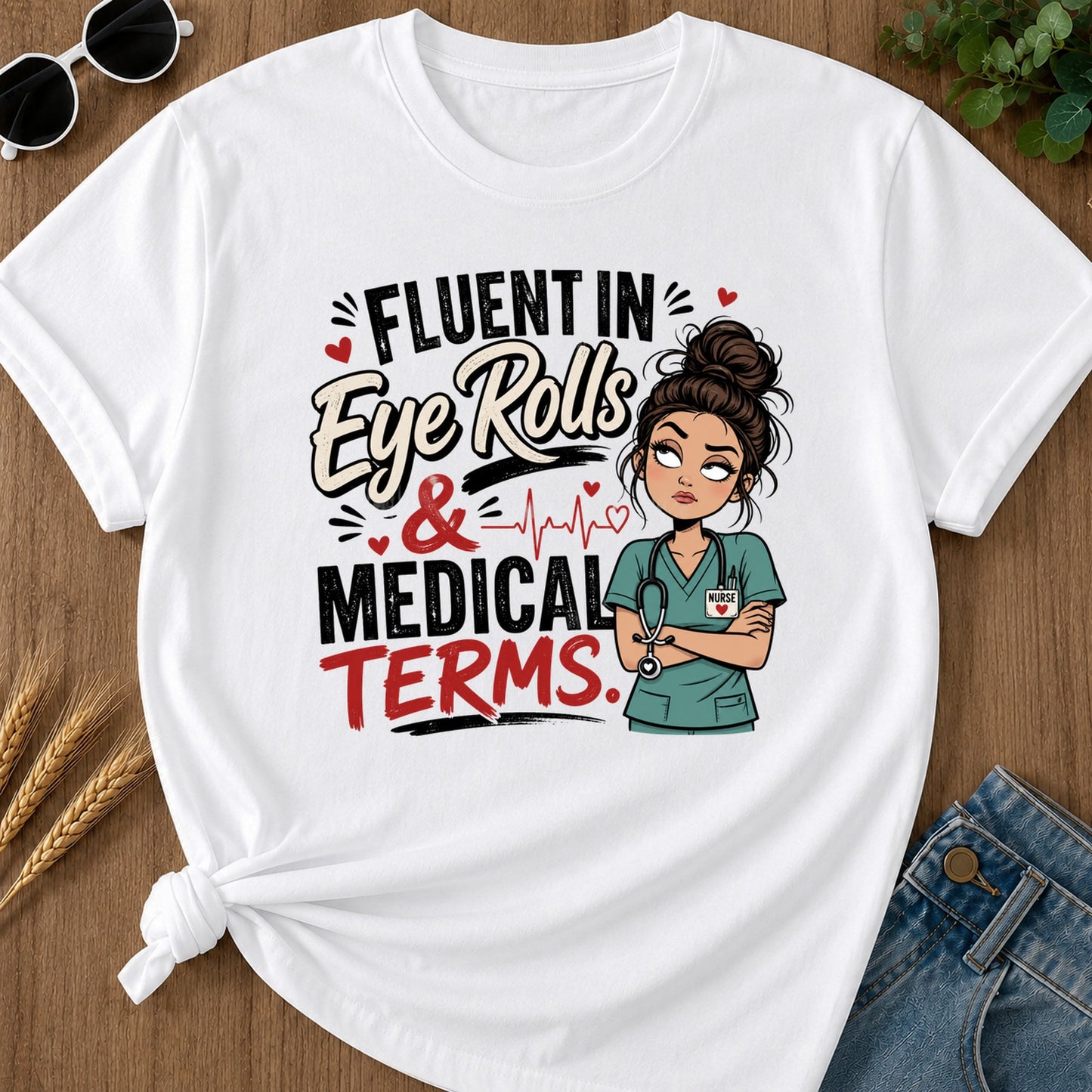 Fluent Eye Rolls T-Shirt - White Mockup
