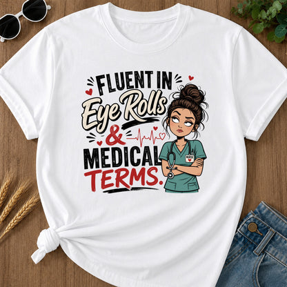 Fluent Eye Rolls T-Shirt - White Mockup