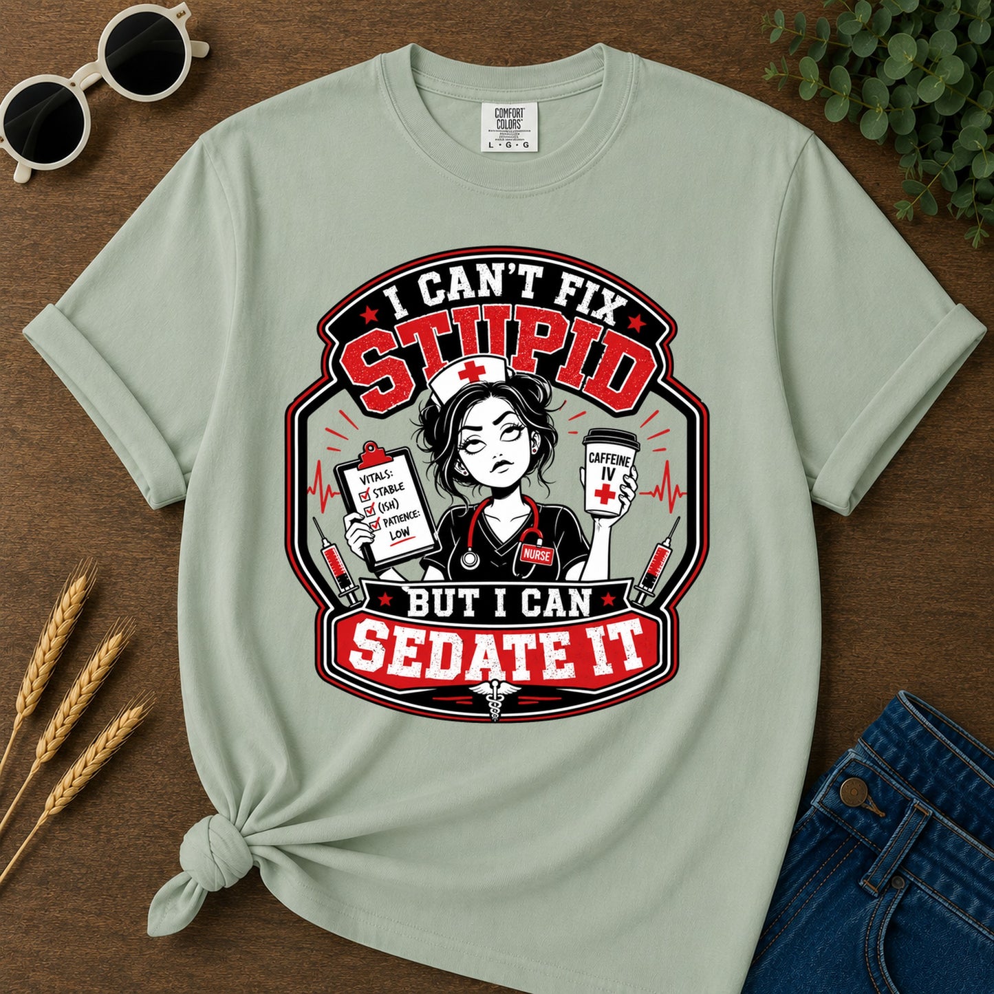 Cant Fix Stupid T-Shirt - Bay Mockup