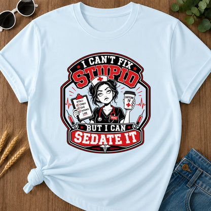 Cant Fix Stupid T-Shirt - Chambray Mockup
