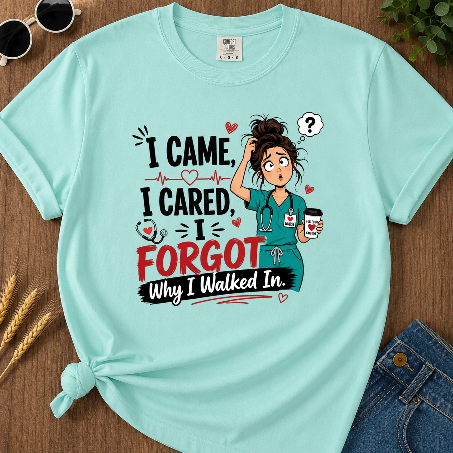 Came Cared T-Shirt - Chalky Mint Mockup