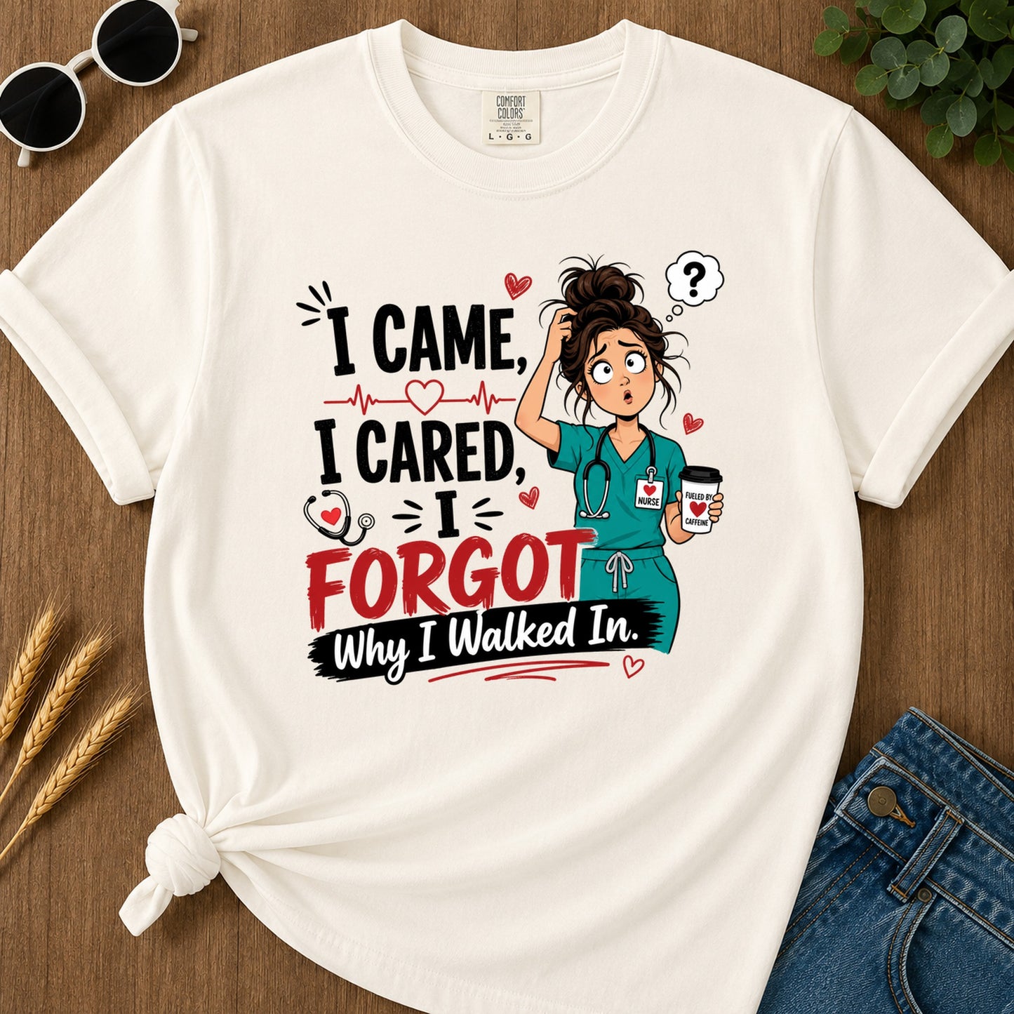 Came Cared T-Shirt - Ivory Mockup