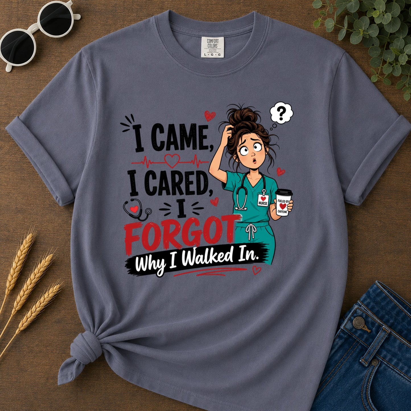 Came Cared T-Shirt - Navy Mockup