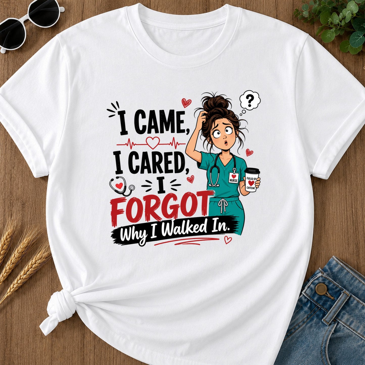 Came Cared T-Shirt - White Mockup